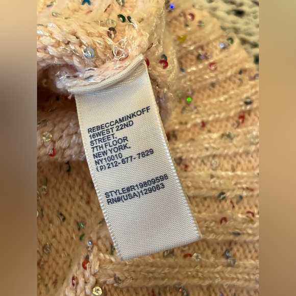 Rebecca Minkoff Women’s Katia Pink Sequined Ballet Neck Sweater Size S EUC - Picture 6 of 7